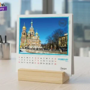 Small Square Wooden Base Calendar